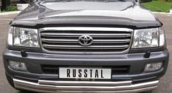 Тройная защита переднего бампера SLITKOFF из труб диаметром по 63 мм Toyota Land Cruiser 100 1-ый рестайлинг (2002-2005)