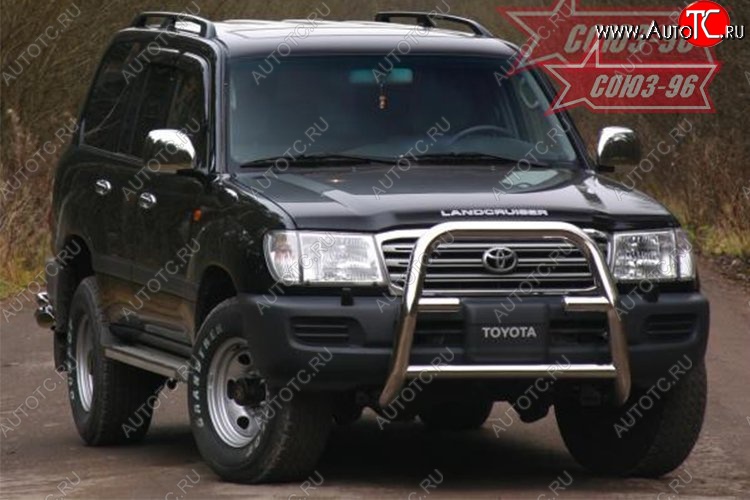 23 039 р. Защита переднего бампера под лебедку Souz-96 (d76) Toyota Land Cruiser 100 1-ый рестайлинг (2002-2005)  с доставкой в г. Набережные‑Челны