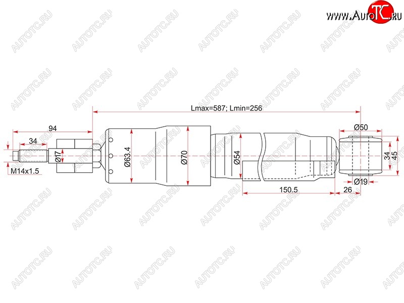 2 599 р. Амортизатор задний LH=RH SAT Toyota Land Cruiser 100 дорестайлинг (1998-2002)  с доставкой в г. Набережные‑Челны