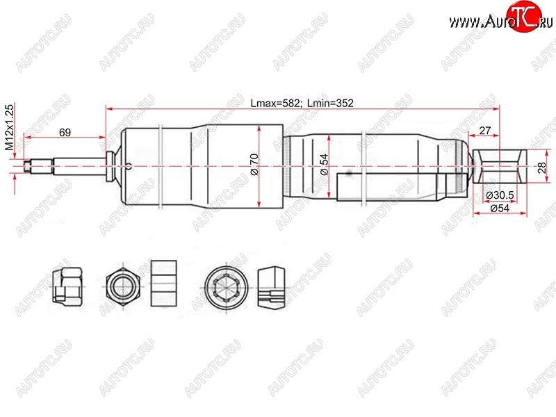 2 689 р. Амортизатор задний LH=RH SAT Toyota Land Cruiser 80 (1989-1997)  с доставкой в г. Набережные‑Челны