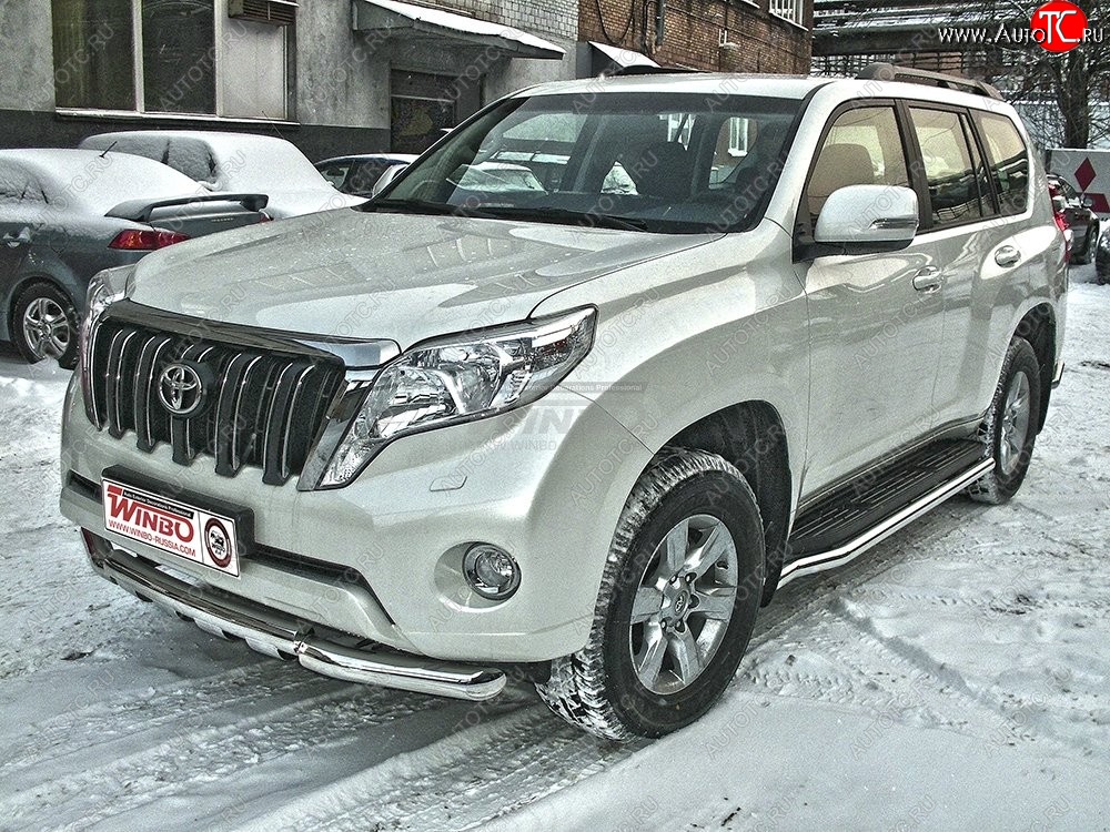 15 799 р. Защита переднего бампера WINBO (Ø76 мм, нержавейка) Toyota Land Cruiser Prado J120 (2002-2009)  с доставкой в г. Набережные‑Челны