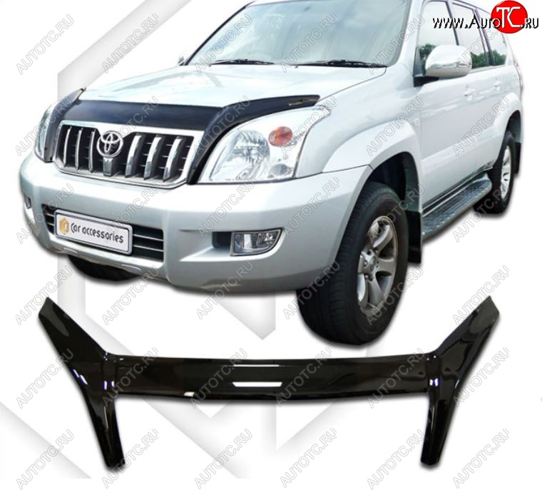 2 899 р. Дефлектор капота (J120-J125) CA-Plastic exclusive Toyota Land Cruiser Prado J120 (2002-2009) (Classic черный, Без надписи)  с доставкой в г. Набережные‑Челны