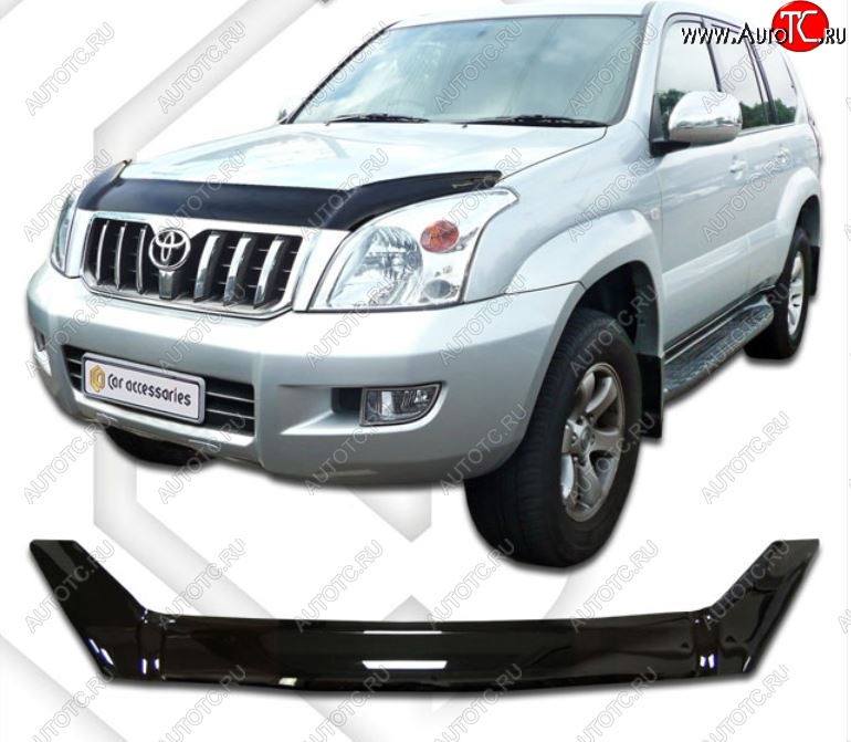 2 199 р. Дефлектор капота ( J120-J125) CA-Plastic Toyota Land Cruiser Prado J120 (2002-2009) (Classic черный, Без надписи)  с доставкой в г. Набережные‑Челны