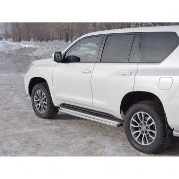 17 849 р. Защита порогов (Ø42 мм, нержавейка) SLITKOFF Toyota Land Cruiser Prado J150 2-ой рестайлинг (2017-2020)  с доставкой в г. Набережные‑Челны. Увеличить фотографию 3