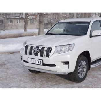 20 399 р. Защита переднего бампера (Ø63 мм, нержавейка) SLITKOFF Toyota Land Cruiser Prado J150 2-ой рестайлинг (2017-2020)  с доставкой в г. Набережные‑Челны. Увеличить фотографию 2