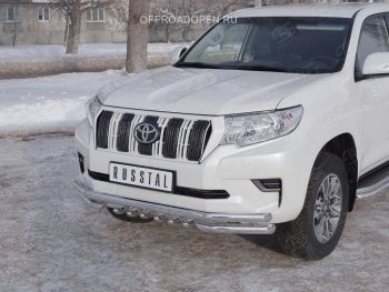 30 999 р. Защита переднего бампера (Ø63 мм c зубами Ø42, нержавейка) SLITKOFF  Toyota Land Cruiser Prado  J150 (2017-2020) 2-ой рестайлинг  с доставкой в г. Набережные‑Челны. Увеличить фотографию 2