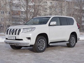 30 999 р. Защита переднего бампера (Ø63 мм c зубами Ø42, нержавейка) SLITKOFF  Toyota Land Cruiser Prado  J150 (2017-2020) 2-ой рестайлинг  с доставкой в г. Набережные‑Челны. Увеличить фотографию 4