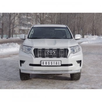 20 999 р. Одинарная защита переднего бампера диаметром 76 мм Toyota Land Cruiser Prado J150 2-ой рестайлинг (2017-2020)  с доставкой в г. Набережные‑Челны. Увеличить фотографию 2