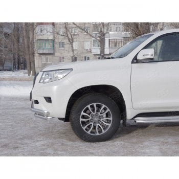 26 499 р. Защита переднего бампера (Ø63 мм с углами, нержавейка) SLITKOFF Toyota Land Cruiser Prado J150 2-ой рестайлинг (2017-2020)  с доставкой в г. Набережные‑Челны. Увеличить фотографию 2