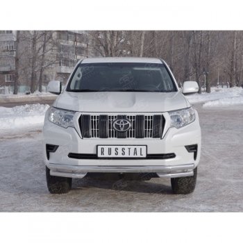 26 499 р. Защита переднего бампера (Ø63 мм с углами, нержавейка) SLITKOFF Toyota Land Cruiser Prado J150 2-ой рестайлинг (2017-2020)  с доставкой в г. Набережные‑Челны. Увеличить фотографию 3