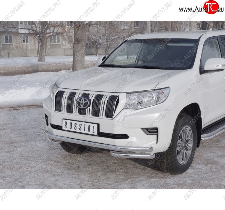 26 499 р. Защита переднего бампера (Ø63 мм с углами, нержавейка) SLITKOFF Toyota Land Cruiser Prado J150 2-ой рестайлинг (2017-2020)  с доставкой в г. Набережные‑Челны