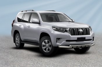 Защита переднего бампера d76/d57 двойная с профильной ЗК Toyota (Тойота) Land Cruiser Prado (Лэнд)  J150 (2017-2020) J150 2-ой рестайлинг