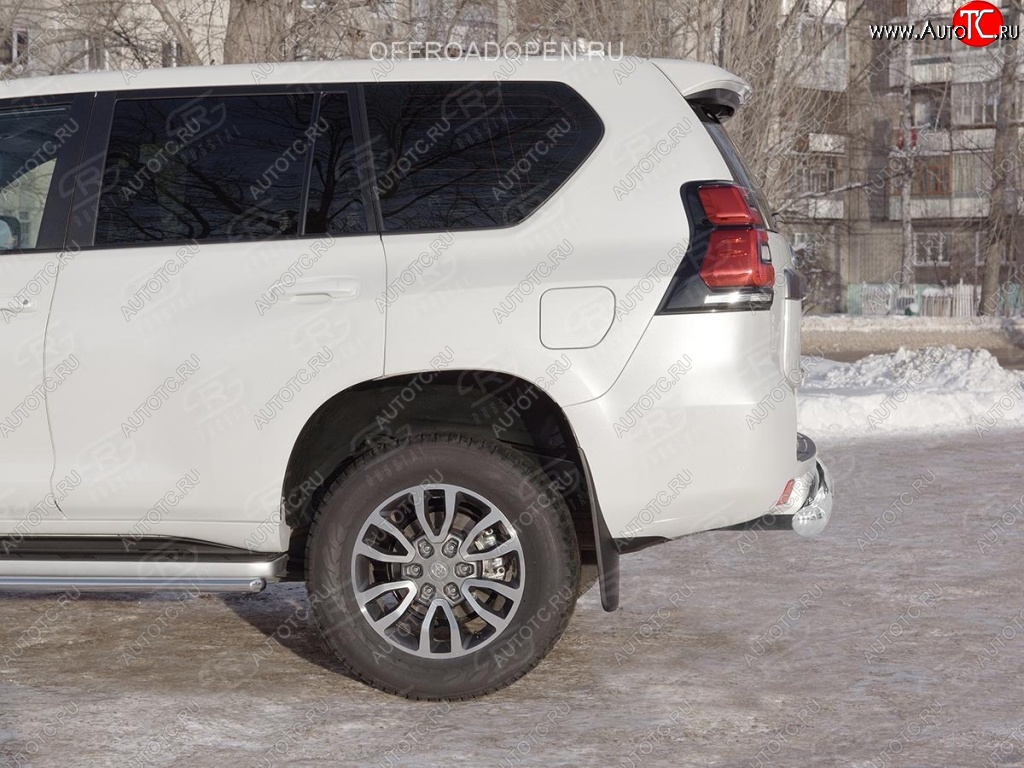 19 549 р. Защита заднего бампера (Ø76 мм, нержавейка) SLITKOFF Toyota Land Cruiser Prado J150 2-ой рестайлинг (2017-2020)  с доставкой в г. Набережные‑Челны