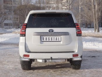 12 249 р. Защита заднего бампера (Ø76 мм уголки, нержавейка) SLITKOFF Toyota Land Cruiser Prado J150 2-ой рестайлинг (2017-2020)  с доставкой в г. Набережные‑Челны. Увеличить фотографию 2