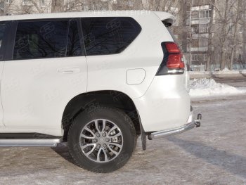 12 249 р. Защита заднего бампера (Ø76 мм уголки, нержавейка) SLITKOFF Toyota Land Cruiser Prado J150 2-ой рестайлинг (2017-2020)  с доставкой в г. Набережные‑Челны. Увеличить фотографию 3