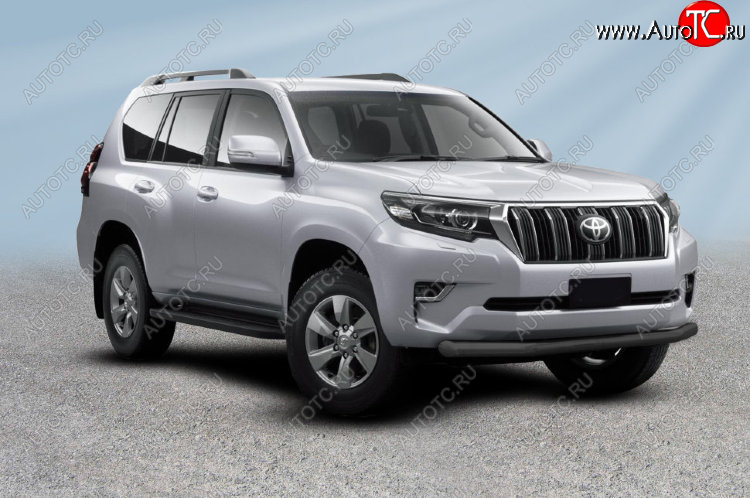 12 649 р. Защита переднего бампера Slitkoff (Ø мм). Toyota Land Cruiser Prado J150 2-ой рестайлинг (2017-2020) (Сталь с полимерным покрытием. Цвет: черный)  с доставкой в г. Набережные‑Челны