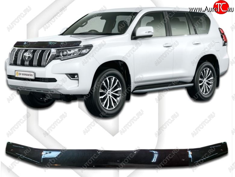 2 189 р. Дефлектор капота CA-Plastic  Toyota Land Cruiser Prado  J150 (2017-2020) 2-ой рестайлинг (Classic черный, Без надписи)  с доставкой в г. Набережные‑Челны