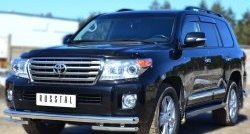 26 399 р. Защита переднего бампера (2 трубы Ø76 и 42 мм, нержавейка) SLITKOFF  Toyota Land Cruiser  200 (2012-2015) 1-ый рестайлинг  с доставкой в г. Набережные‑Челны. Увеличить фотографию 2