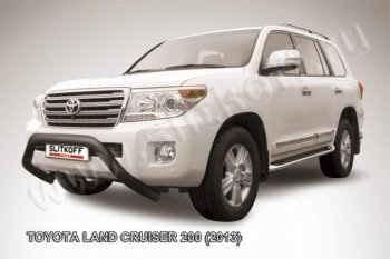 20 599 р. Кенгурятник d76 низкий широкий мини Toyota Land Cruiser 200 1-ый рестайлинг (2012-2015) (Цвет: серебристый)  с доставкой в г. Набережные‑Челны. Увеличить фотографию 1