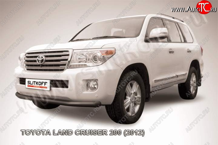 8 699 р. Защита переднего бампер Slitkoff Toyota Land Cruiser 200 1-ый рестайлинг (2012-2015) (Цвет: серебристый)  с доставкой в г. Набережные‑Челны