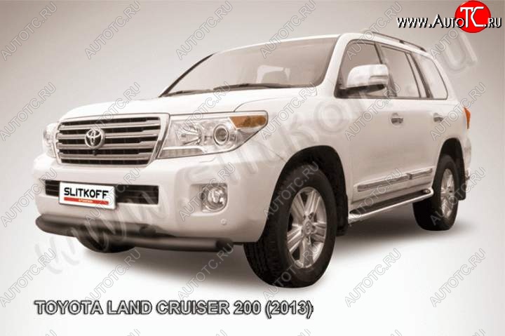 12 949 р. Защита переднего бампер Slitkoff Toyota Land Cruiser 200 1-ый рестайлинг (2012-2015) (Цвет: серебристый)  с доставкой в г. Набережные‑Челны