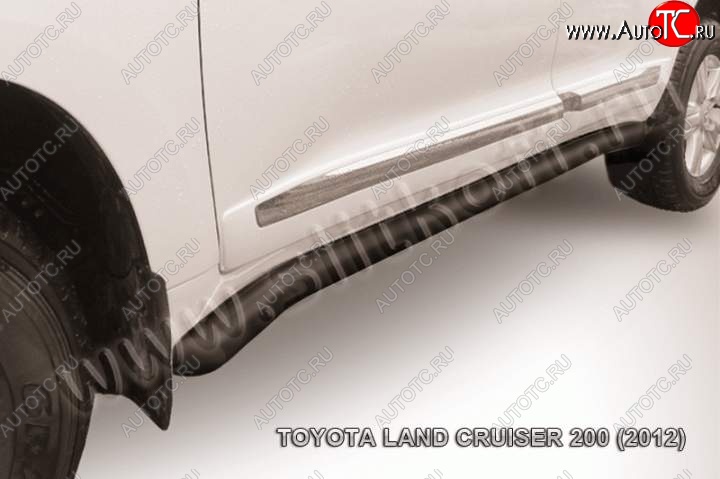 14 649 р. Защита порогов Slitkoff  Toyota Land Cruiser  200 (2012-2015) 1-ый рестайлинг (Цвет: серебристый)  с доставкой в г. Набережные‑Челны