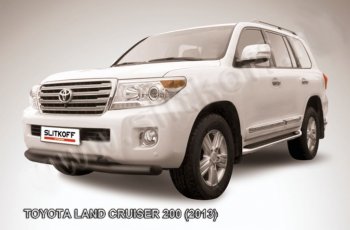 23 699 р. Защита переднего бампера Slitkoff (Ø76 и 57 мм)  Toyota Land Cruiser  200 (2012-2015) 1-ый рестайлинг (Нержавейка полированная)  с доставкой в г. Набережные‑Челны. Увеличить фотографию 2