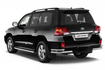 20 949 р. Защита порогов из трубы Ø51 Petroil Tuning Toyota Land Cruiser 200 2-ой рестайлинг (2015-2021) (Нержавеющая полированная сталь)  с доставкой в г. Набережные‑Челны. Увеличить фотографию 2