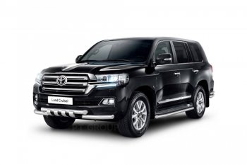 31 319 р. Защита порогов из трубы Ø63 Petroil Tuning  Toyota Land Cruiser  200 (2015-2021) 2-ой рестайлинг (Нержавеющая полированная сталь)  с доставкой в г. Набережные‑Челны. Увеличить фотографию 1