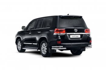 30 999 р. Защита порогов из трубы Ø63 Petroil Tuning Toyota Land Cruiser 200 2-ой рестайлинг (2015-2021) (Нержавеющая полированная сталь)  с доставкой в г. Набережные‑Челны. Увеличить фотографию 2