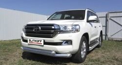 Двойная защита переднего бампера из труб диаметром по 76 мм Slitkoff Toyota Land Cruiser 200 2-ой рестайлинг (2015-2021)