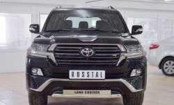 Защита переднего бампера (Ø63 мм с надписью, нержавейка) SLITKOFF Toyota Land Cruiser 200 2-ой рестайлинг (2015-2021)