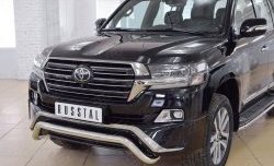 21 599 р. Защита переднего бампера (Ø63 мм волна, нержавейка) SLITKOFF  Toyota Land Cruiser  200 (2015-2021) 2-ой рестайлинг  с доставкой в г. Набережные‑Челны. Увеличить фотографию 3