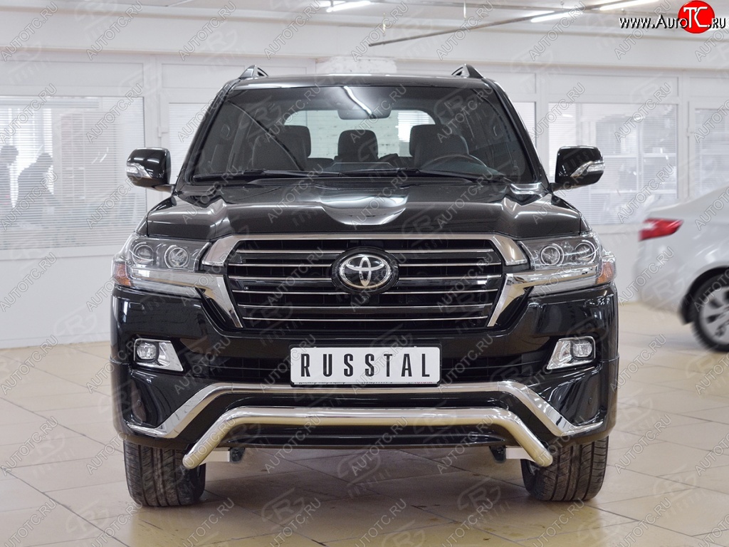 21 599 р. Защита переднего бампера (Ø63 мм волна, нержавейка) SLITKOFF  Toyota Land Cruiser  200 (2015-2021) 2-ой рестайлинг  с доставкой в г. Набережные‑Челны