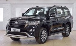 24 849 р. Защита переднего бампера (2 трубыØ76 и 63 мм, нержавейка) SLITKOFF Toyota Land Cruiser 200 2-ой рестайлинг (2015-2021)  с доставкой в г. Набережные‑Челны. Увеличить фотографию 2