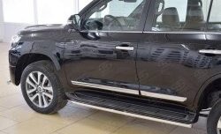 16 499 р. Защита порогов из круглой трубы диаметром 42 мм SLITKOFF Toyota Land Cruiser 200 2-ой рестайлинг (2015-2021)  с доставкой в г. Набережные‑Челны. Увеличить фотографию 4