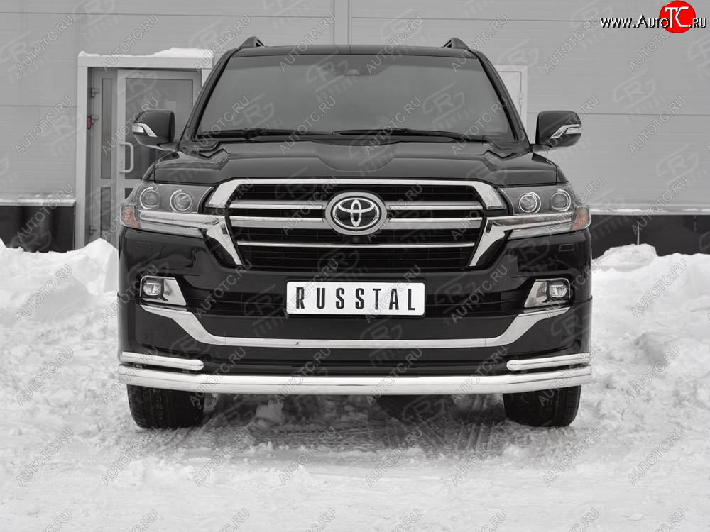 22 999 р. Защита переднего бампера (2 трубы Ø 76 и 42 мм, нержавейка, EXECUTIVE LOUNGE) Toyota Land Cruiser 200 2-ой рестайлинг (2015-2021)  с доставкой в г. Набережные‑Челны