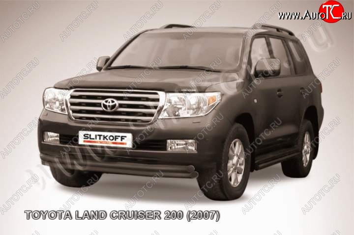 14 949 р. Защита переднего бампер Slitkoff  Toyota Land Cruiser  200 (2007-2012) дорестайлинг (Цвет: серебристый)  с доставкой в г. Набережные‑Челны