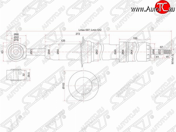 4 299 р. Амортизатор передний SAT (установка на левую или правую сторону) Toyota Land Cruiser 200 дорестайлинг (2007-2012)  с доставкой в г. Набережные‑Челны