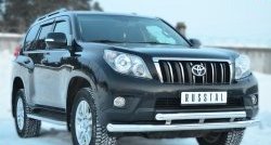 25 499 р. Защита переднего бампера (2 трубыØ76 и 63 мм, нержавейка) SLITKOFF  Toyota Land Cruiser Prado  J150 (2009-2013) дорестайлинг  с доставкой в г. Набережные‑Челны. Увеличить фотографию 4