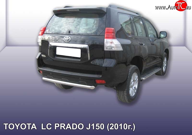 11 799 р. Защита заднего бампера из короткой трубы диаметром 57 мм Slitkoff Toyota Land Cruiser Prado J150 дорестайлинг (2009-2013) (Цвет: нержавеющая полированная сталь)  с доставкой в г. Набережные‑Челны