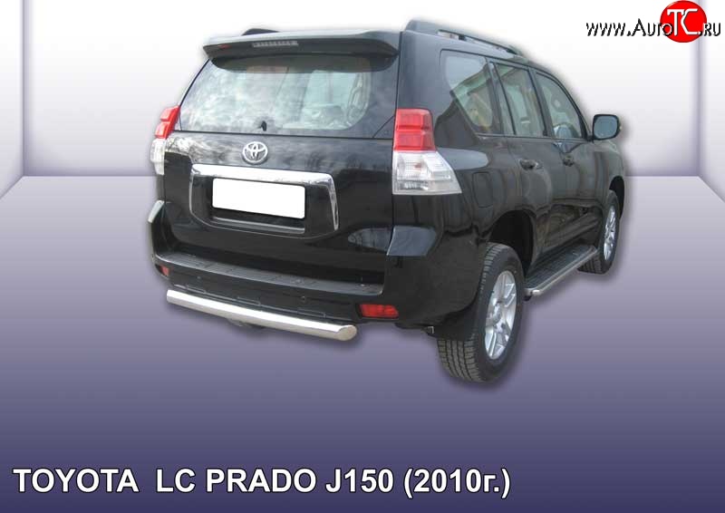 13 849 р. Защита заднего бампера из короткой трубы диаметром 76 мм Slitkoff  Toyota Land Cruiser Prado  J150 (2009-2013) дорестайлинг (Цвет: нержавеющая полированная сталь)  с доставкой в г. Набережные‑Челны