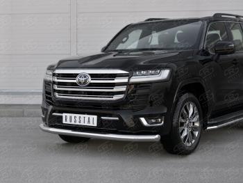 Защита переднего бампера (Ø76 мм нержавейка, 70TH ANNIVERSARY) SLITKOFF Toyota Land Cruiser J300 дорестайлинг (2021-2024)