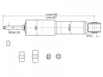 1 849 р. Амортизатор передний LH=RH SAT  Toyota LiteAce  Noah (1996-2001)  с доставкой в г. Набережные‑Челны. Увеличить фотографию 1