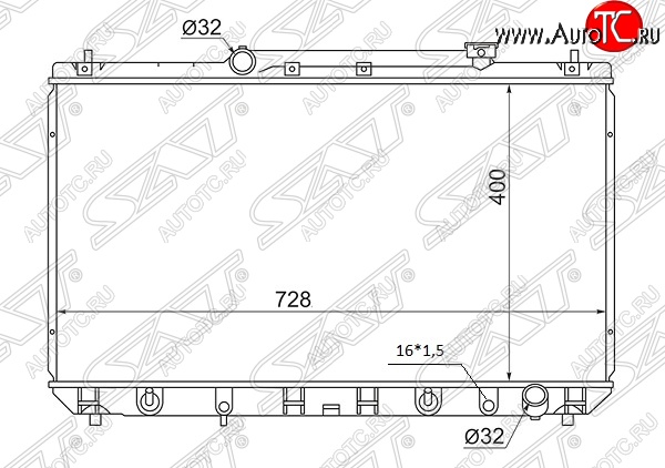 6 799 р. Радиатор двигателя SAT (пластинчатый, 2.2, МКПП/АКПП) Toyota Mark 2 Qualis седан (1997-2002)  с доставкой в г. Набережные‑Челны