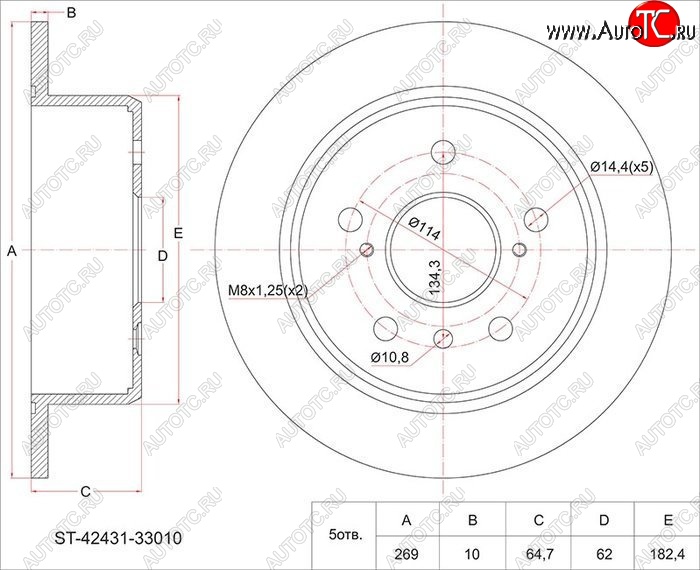 2 099 р. Диск тормозной SAT (задний, d 281)  Toyota Mark X  X120 - RAV4 ( XA305,  XA40)  с доставкой в г. Набережные‑Челны