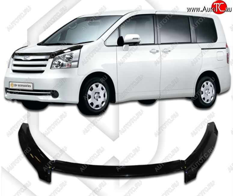 2 699 р. Дефлектор капота CA-Plastiс exclusive Toyota Noah 2 дорестайлинг (2007-2010) (серия Classic черный, Без надписи)  с доставкой в г. Набережные‑Челны