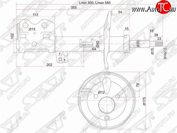 3 699 р. Правый амортизатор передний SAT Toyota Prius XW20 дорестайлинг (2003-2005)  с доставкой в г. Набережные‑Челны