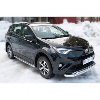 22 949 р. Пороги труба d42 с листом (Лист алюм,проф.сталь)(v2) SLITKOFF Toyota RAV4 XA40 5 дв. рестайлинг (2015-2019)  с доставкой в г. Набережные‑Челны. Увеличить фотографию 4