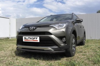 7 499 р. Защита переднего бампер Slitkoff  Toyota RAV4  XA40 (2015-2019) 5 дв. рестайлинг (Цвет: серебристый)  с доставкой в г. Набережные‑Челны. Увеличить фотографию 1